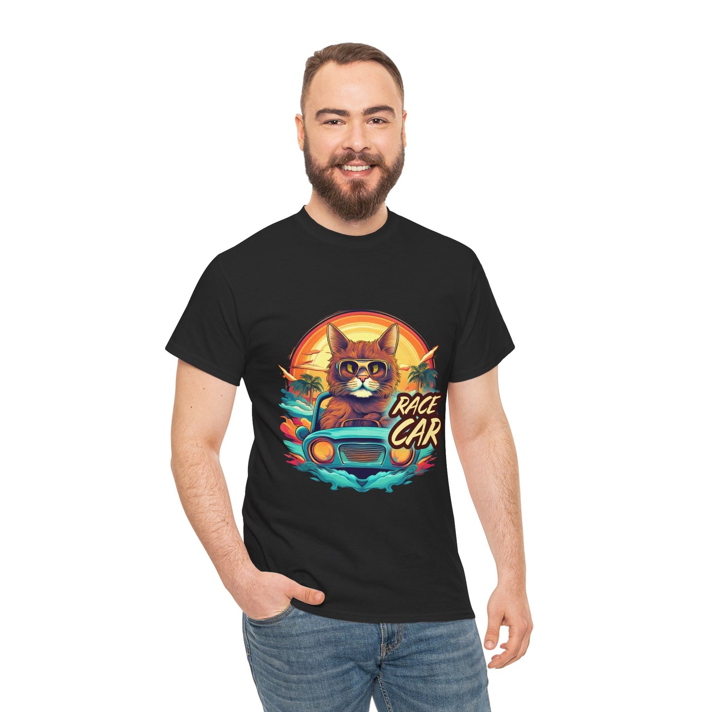 Funny Cat Race Car Tee